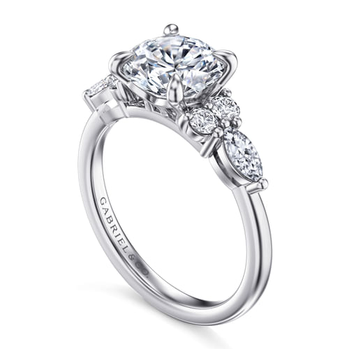 14K White Gold Round Diamond Engagement Ring