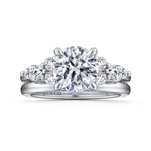 14K White Gold Round Diamond Engagement Ring