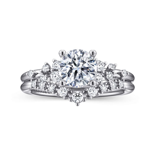 14K White Gold Round Diamond Engagement Ring
