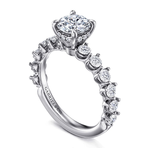 14K White Gold Round Diamond Engagement Ring