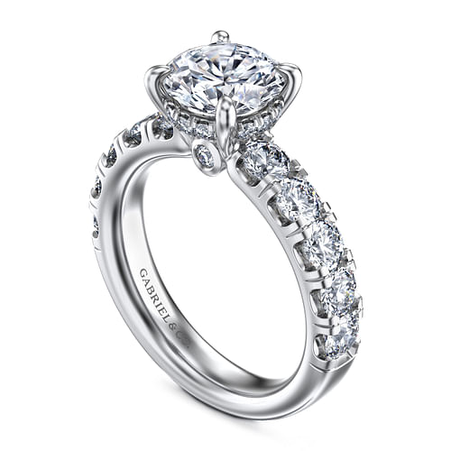 14K White Gold Round Diamond Engagement Ring