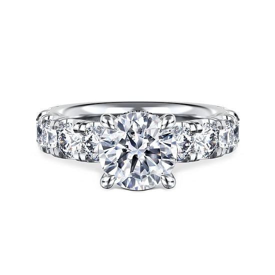 Gabriel - 14K White Gold Round Diamond Engagement Ring