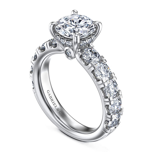 14K White Gold Round Diamond Engagement Ring