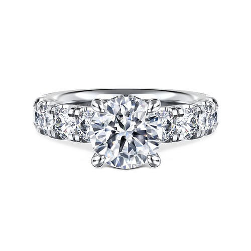 14K White Gold Round Diamond Engagement Ring