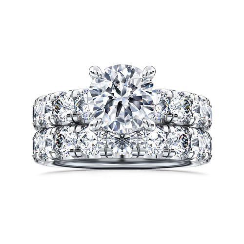 14K White Gold Round Diamond Engagement Ring