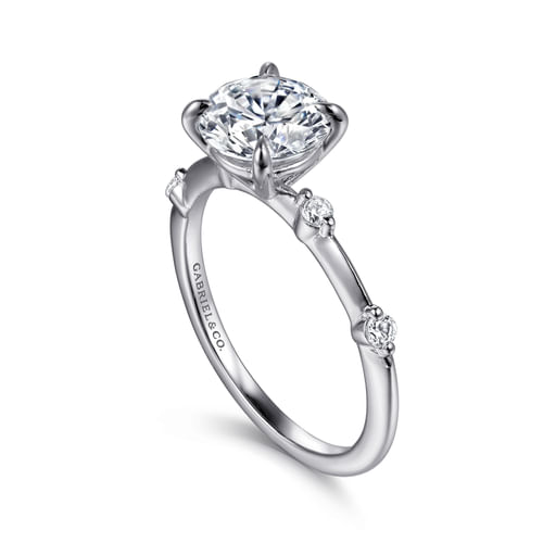 14K White Gold Round Diamond Engagement Ring