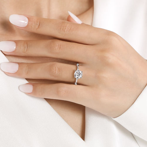 14K White Gold Round Diamond Engagement Ring