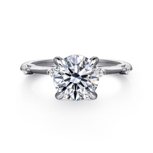 14K White Gold Round Diamond Engagement Ring