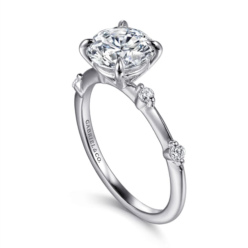 14K White Gold Round Diamond Engagement Ring