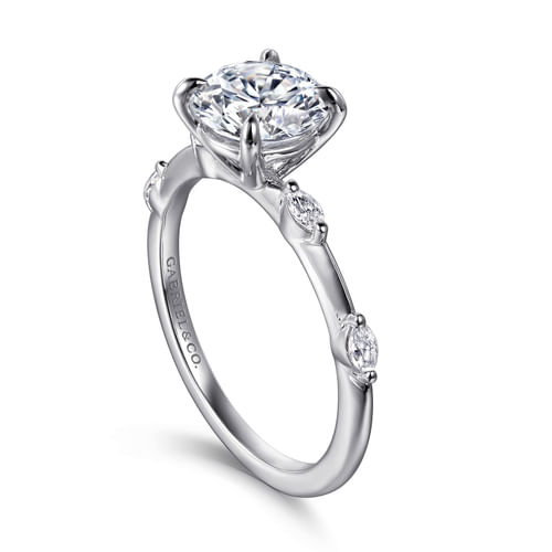 14K White Gold Round Diamond Engagement Ring
