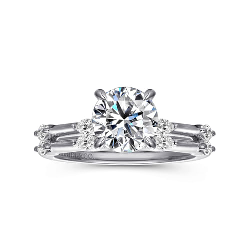 14K White Gold Round Diamond Engagement Ring