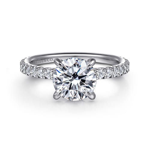 14K White Gold Round Diamond Engagement Ring