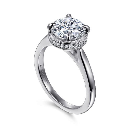 14K White Gold Round Diamond Engagement Ring