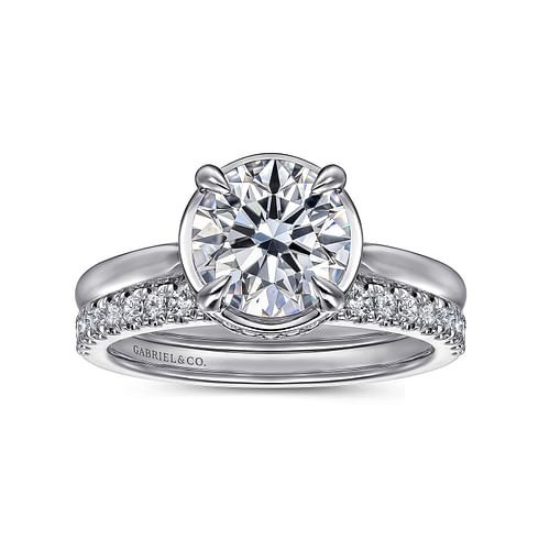 14K White Gold Round Diamond Engagement Ring