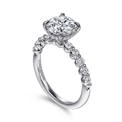 14K White Gold Round Diamond Engagement Ring