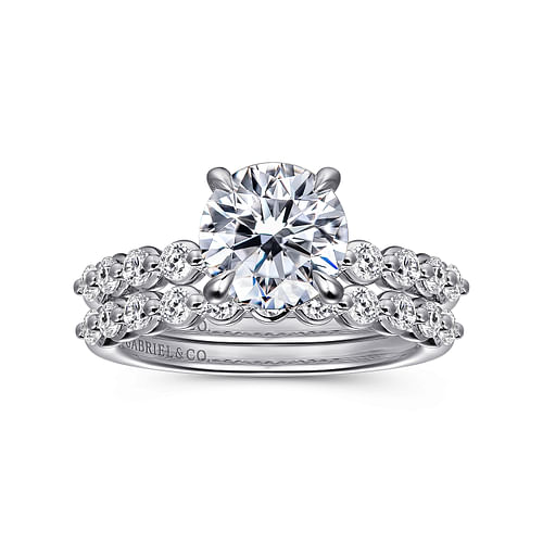 14K White Gold Round Diamond Engagement Ring