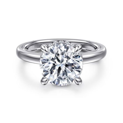 14K White Gold Round Diamond Engagement Ring