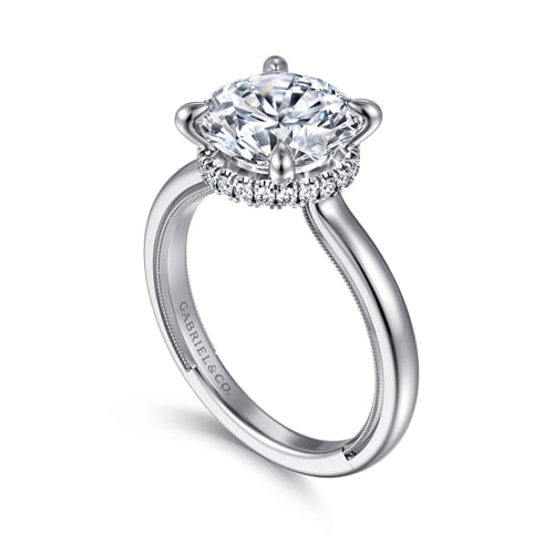 14K White Gold Round Diamond Engagement Ring