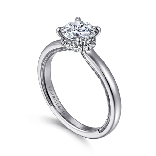 14K White Gold Round Diamond Engagement Ring