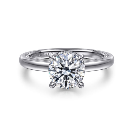 14K White Gold Round Diamond Engagement Ring