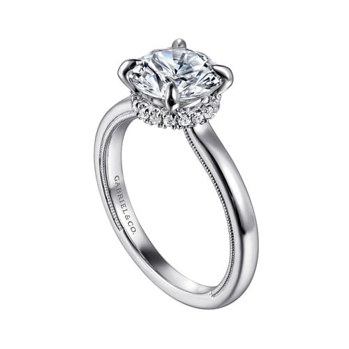 14K White Gold Round Diamond Engagement Ring