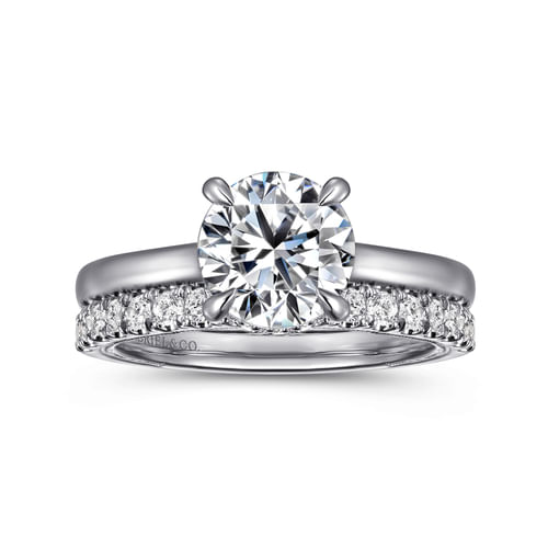 14K White Gold Round Diamond Engagement Ring