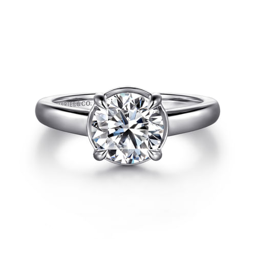 14K White Gold Round Diamond Engagement Ring