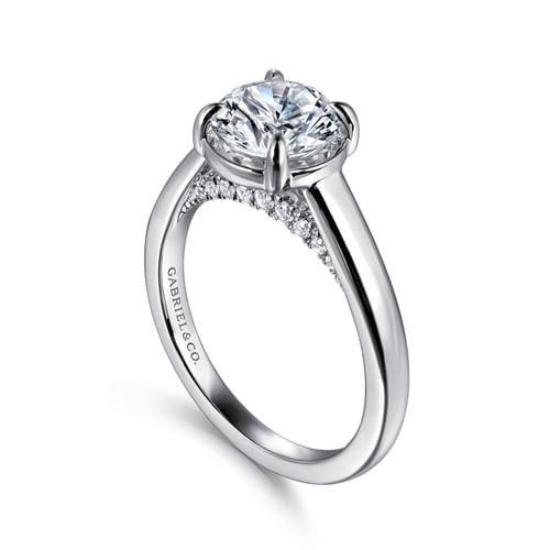 14K White Gold Round Diamond Engagement Ring