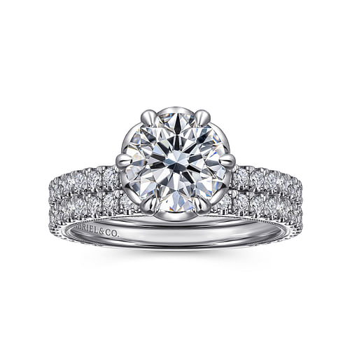 14K White Gold Round Diamond Engagement Ring