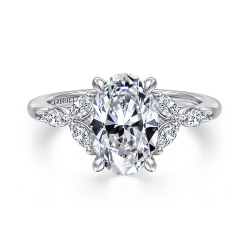 14K White Gold Round Diamond Engagement Ring