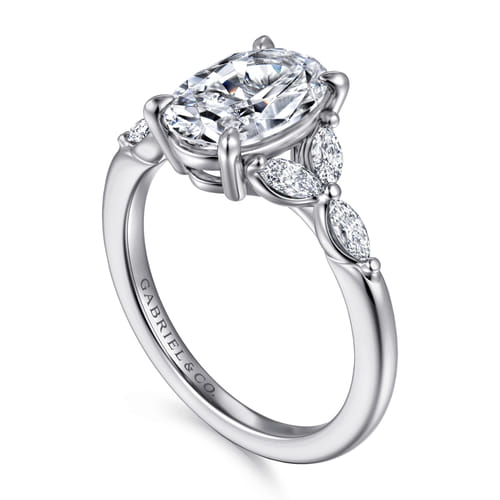 14K White Gold Round Diamond Engagement Ring