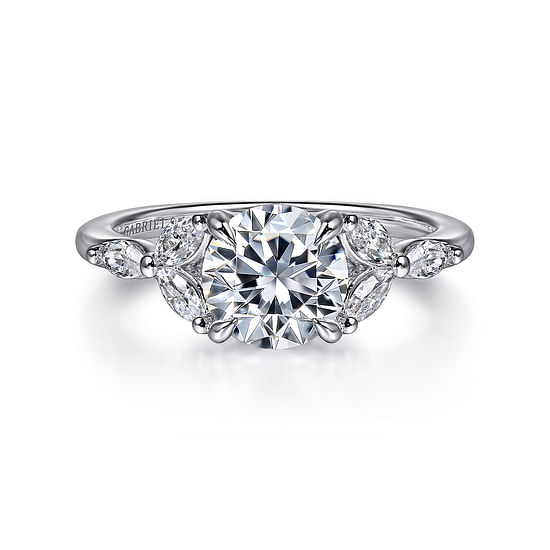 Gabriel - 14K White Gold Round Diamond Engagement Ring
