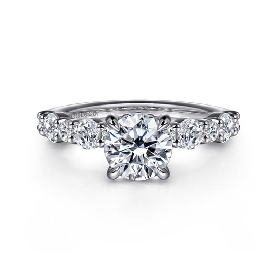Gabriel - 14K White Gold Round Diamond Engagement Ring