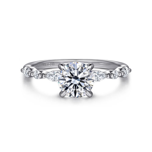 14K White Gold Round Diamond Engagement Ring