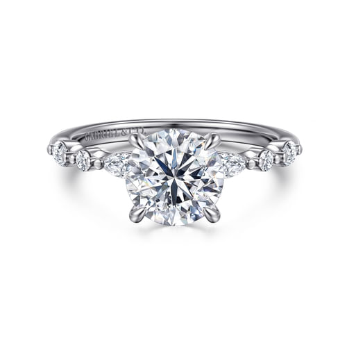 14K White Gold Round Diamond Engagement Ring