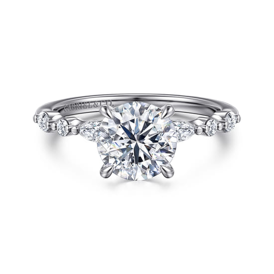 14K White Gold Round Diamond Engagement Ring