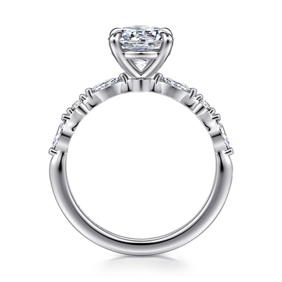 14K White Gold Round Diamond Engagement Ring angle 2