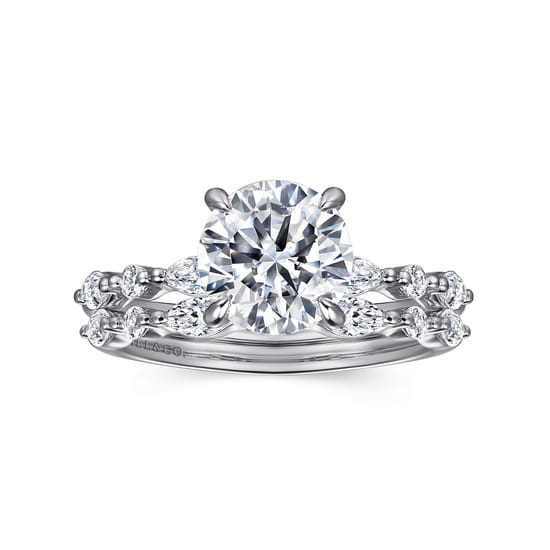 14K White Gold Round Diamond Engagement Ring angle 4