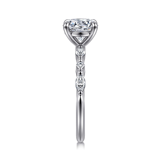 14K White Gold Round Diamond Engagement Ring angle 5