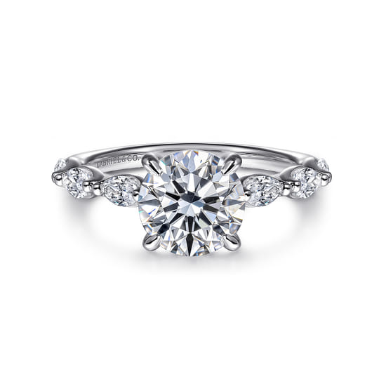 Gabriel - 14K White Gold Round Diamond Engagement Ring