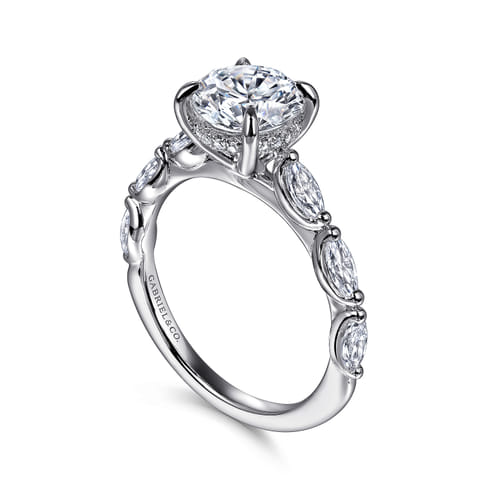 14K White Gold Round Diamond Engagement Ring