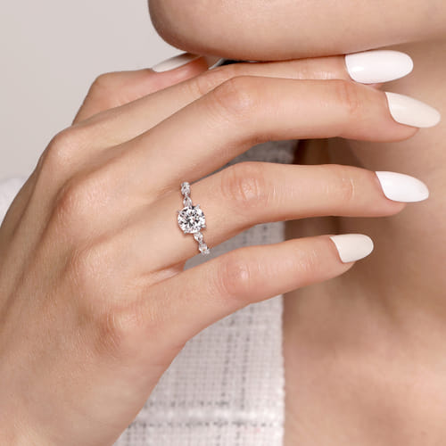 14K White Gold Round Diamond Engagement Ring