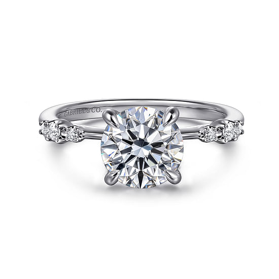Gabriel - 14K White Gold Round Diamond Engagement Ring