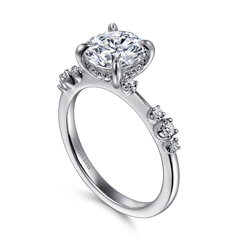 14K White Gold Round Diamond Engagement Ring