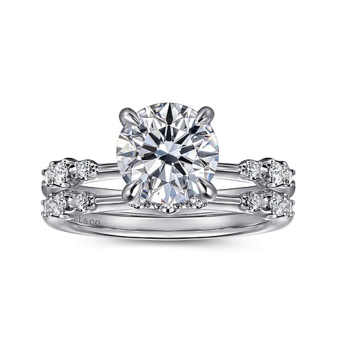 14K White Gold Round Diamond Engagement Ring