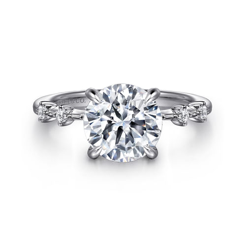 14K White Gold Round Diamond Engagement Ring