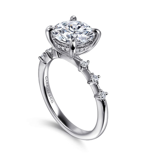 14K White Gold Round Diamond Engagement Ring