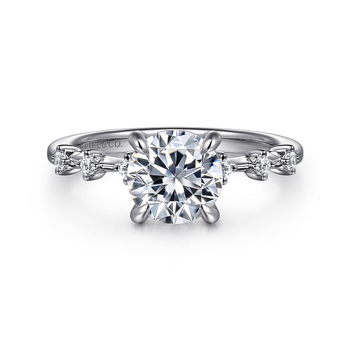 14K White Gold Round Diamond Engagement Ring