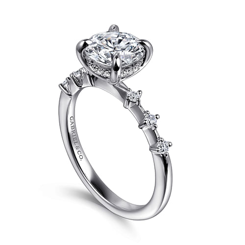 14K White Gold Round Diamond Engagement Ring