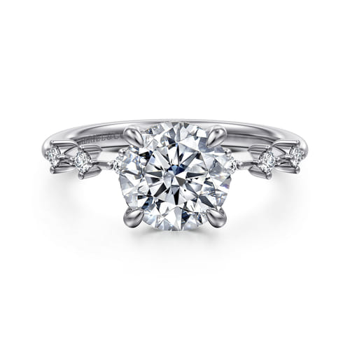 14K White Gold Round Diamond Engagement Ring